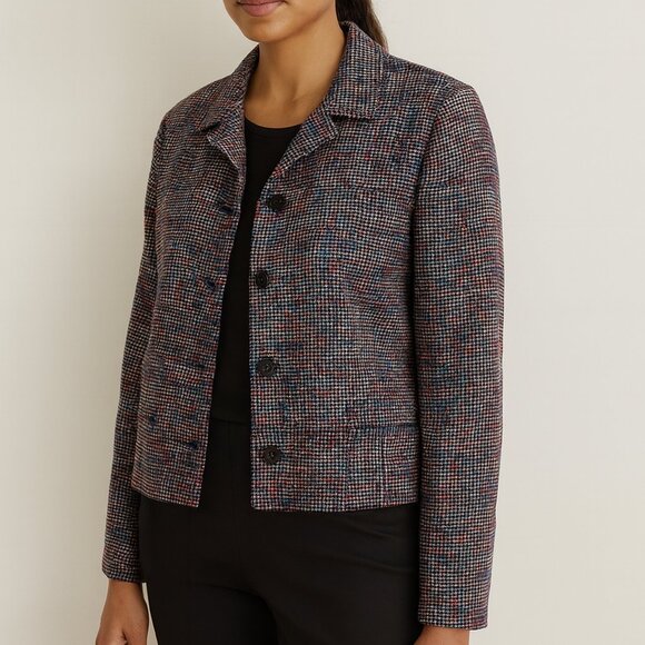 Soirée Vintage 100% Silk Rainbow Multicolor Made in USA Blazer Jacket Size M - Picture 1 of 7